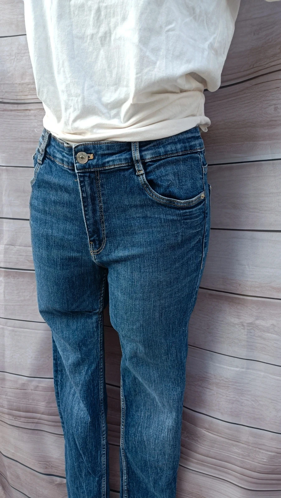 Calças jeans Zara Tamanho 40 (EUR) Slim/Reto Lavagem Média 💜 – photo 3